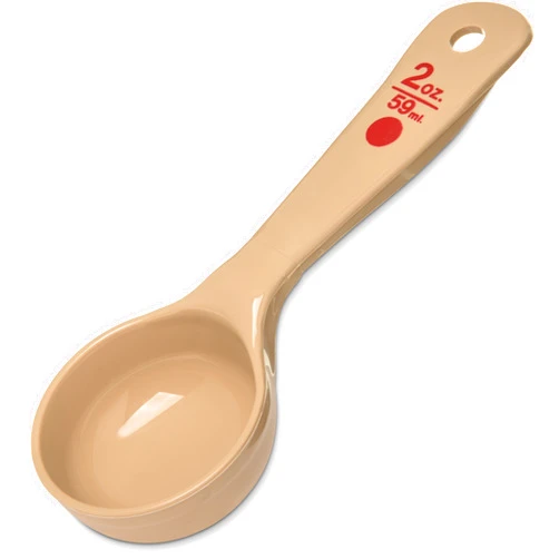 Carlisle FoodService Products CFS 432406 Solid Short Handle Portion Control Spoon, 2 oz, Beige (Pack of 12)
