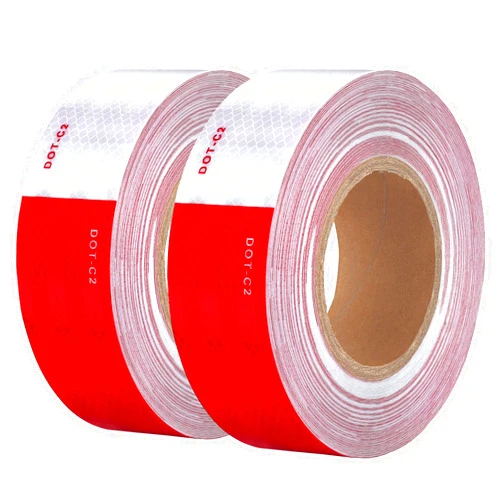UIOCSSC DOT-C2 Reflective Tape 2 Inch x 200 Feet Reflective Safety Tape Red White Conspicuity Safety Reflective Tape Outdoor Waterproof for Trailers