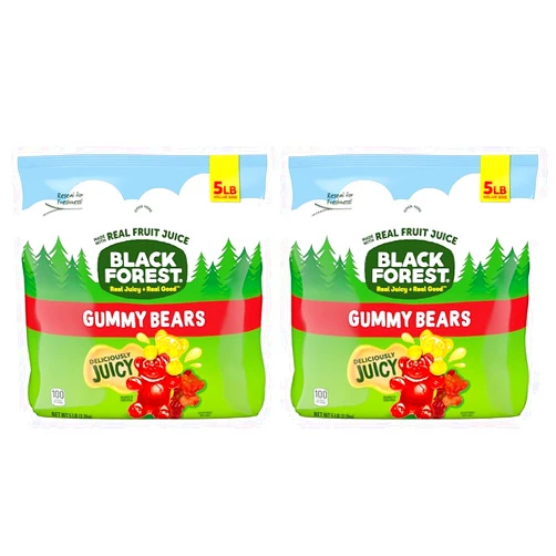 Black Forest Gummy Bears Candy, Made With Real Fruit Juice, Resealable 5-Pound Bulk Bag (Pack of 2)