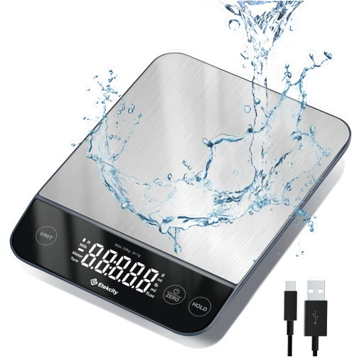 Etekcity Food Kitchen Scale 22lb, Digital Weight Grams and Oz for Weight Loss, Baking and Cooking, 0.05oz/1g Precise Graduation,5 Weight Units, IPX6 Waterproof, USB Rechargeable,304 Stainless Steel