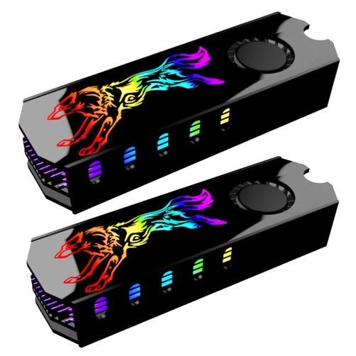 Ruitutedianzi 2X M2 SSD Heatsink Cooler Vest 5V ARGB M.2 2280 Solid State Disk Hard Drive Radiator Cooling Fan Thermal Pad