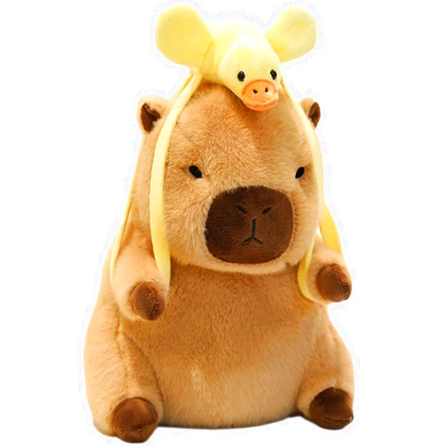 GOOC 9 Inch Soft Capybara with Removable Duck Bag Stuffed Animals Capybara Plush Toys Fluffy Plushies Fuzzy Doll Gift for Kids and Lovers in Birthday, Valentine's Day