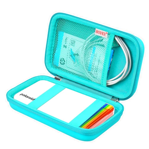 BOVKE Carrying Case for Polaroid Hi-Print 2nd Generation Bluetooth Connected 2x3 Pocket Photo Dye-Sub Printer, Mesh Pocket for Polaroid Hi-Print Paper - 2x3 Paper Cartridges and Cables, Turquoise