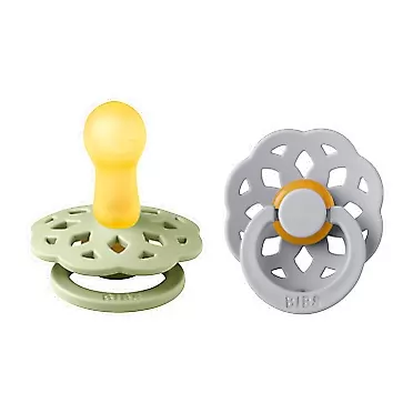 BIBS Pacifiers - Boheme Collection | BPA-Free Baby Pacifier | Made in Denmark | Set of 2 Sage/Cloud Color Premium Soothers | Size 6-18 Months 6-18 Month Sage / Cloud