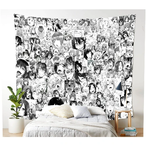 AkinaWay Ahegao Lust Face Kawaii Anime Aesthetic Bedroom Tapestry for Wall Decoration (60
