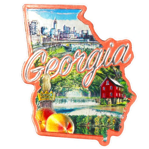 Mad Mags Premium Georgia State Magnet, Collectible Souvenir Accessory for Fride, Whiteboard and More, Approximately 2 Inches