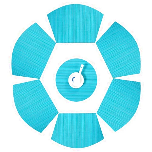 V-shine Round Table Placemats Wedge Shaped Place Mat with Centerpiece Round Mat Table Mats Washable, Set of 7 Placemats for Dining Table(Blue)