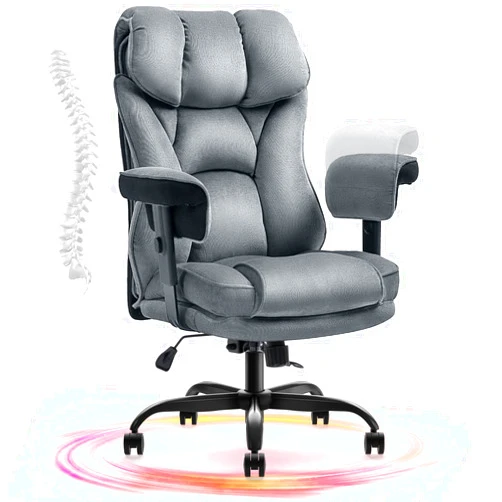 YAMASORO Big and Tall Office Chair 400lbs Heavy Duty Grey Fabric High Back Executive Office Chair with Adjustable Arms, Ergonomic Plus Size Padded Computer Desk Chair with Wheels for Adults