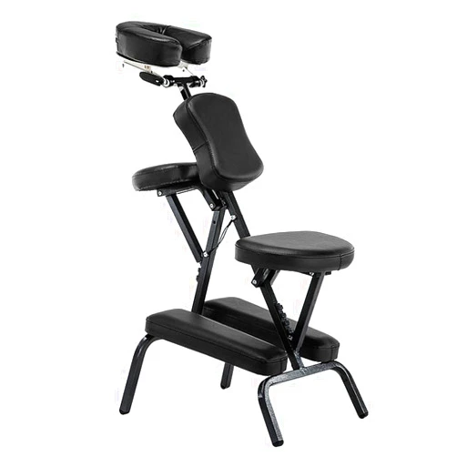Yogafa Folding Massage Chair, Lightweight Tattoo Spa Chair, Portable Adjustable PU Leather Pad for Tattoo Salon Beauty Travel Massage,Black