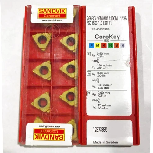Fincos YZ66 10pcs 266RG-16MM01A100M 113560 ISO-1,0 EXT R Carbide Inserts