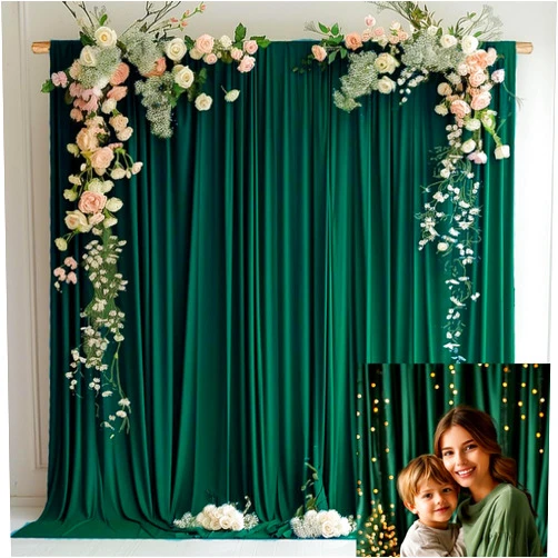 KUKUSOUL 10x10FT Hunter Green Curtains for Parties Green Emerald Wedding Curtain for Parties Dark Green Backdrop Christmas Decoration Home Party Curtains Backdrop 5x10ft,2 Panels KUNS066