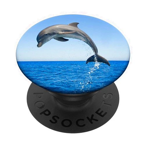 Blue Dolphin Jumping Dolphin Lover Sea Ocean Gift PopSockets PopGrip: Swappable Grip for Phones & Tablets PopSockets Standard PopGrip