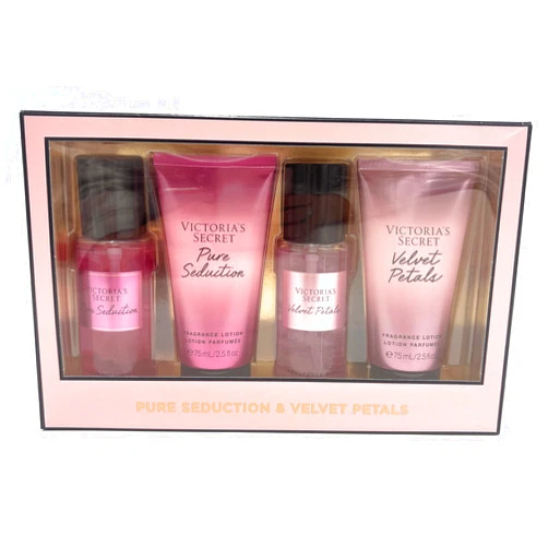 Victoria's Secret 4pc Gift set: Pure Seduction & Velvet Petals Mist, Lotion each 2.5 fl oz Limited Edition