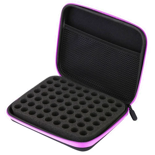 LIZEALUCKY 63 Slots Portable Essential Oil Storage Bag EVA Aromatherapy Essential Oil Storage Anti-crash Case Storage Box for Home Traveling Moving House(Purple)