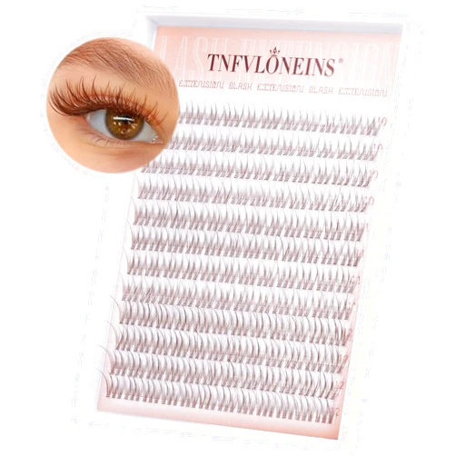 TNFVLONEINS Brown Lash Clusters Natural Cluster Eyelash Extensions Wispy Individual Lashes Extension 10-12MM Short Eyelash Clusters Natural Look CC Curl DIY Lash Extension