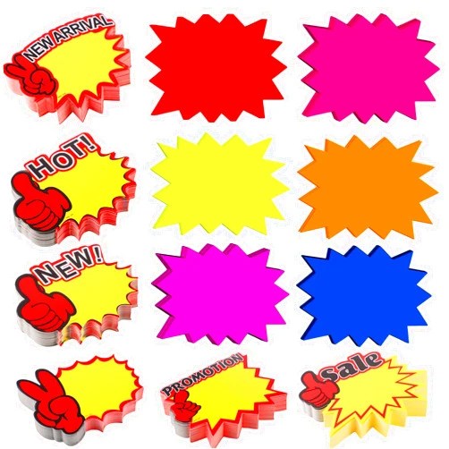 Prudiut 600 Pieces Starburst Signs Fluorescent Signs Starburst Signs for Retail Price Tags Garage Sale Signs Yard Sale Stickers Poster Board Decorations（3.5×2.8 Inch）