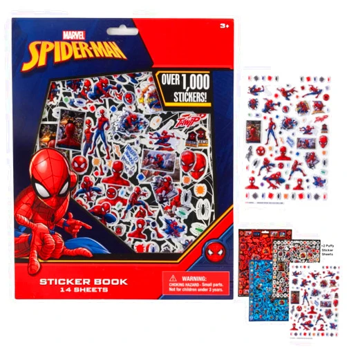 Innovative Designs Marvel Spiderman Stickers for Kids, 14 Sheet Spiderman Sticker Book Set Including Puffy Stickers, 1200+ Stickers