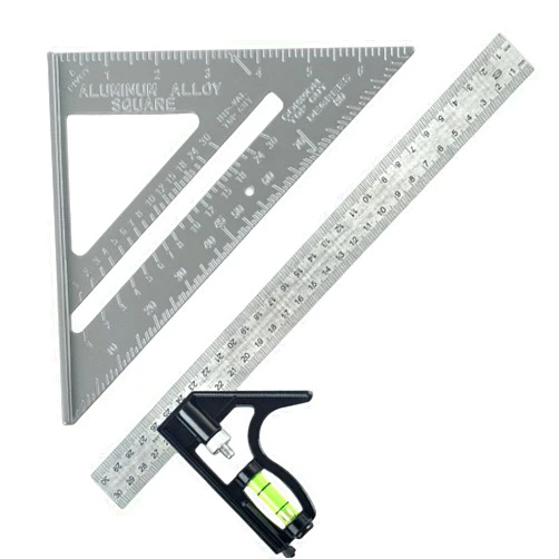 Hhhlsl Carpenter Square, 7 Inch Square Tool with 12-Inch Angle Ruler, Precise Metal Carpenter Tools for Woodworking, MeasurementSpeed