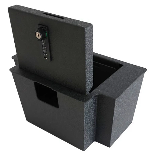 JIKE Center Console Gun Safe - Console Gun Vault Compatible with 2023-2024 Chevy Silverado 1500/GMC Sierra 1500, FIT 2022 Refreshed Model (4 Digit Lock with Key)