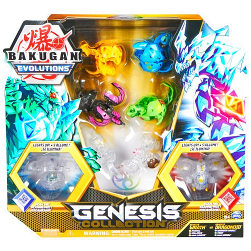 Bakugan Evolutions, Bakugan Genesis Collection Pack, 2 Light Up Bakugan Action Figures, 4 Exclusive Bakugan, 2 Nanogan, 8 Bakugan Cards and 4 BakuCores, Kids Toys for Boys Ages 6 and Up