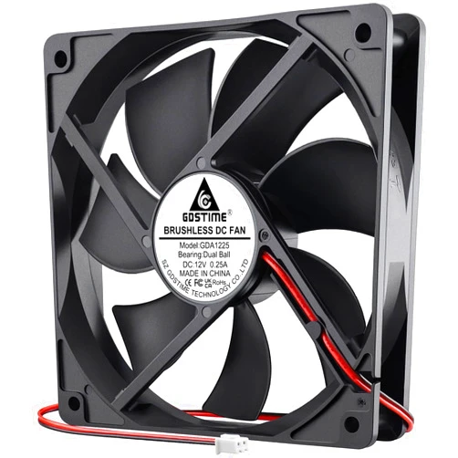 GDSTIME Dual Ball Bearings 120mm x 120mm x 25mm 5 inch 12v Brushless DC Cooling Exhaust Fan, For Desktop