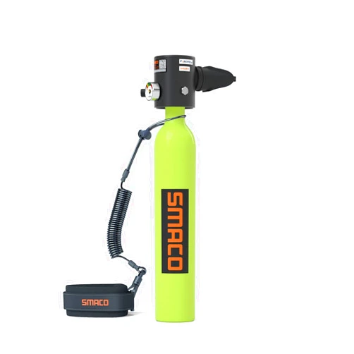 SMACO Mini Scuba Tank 0.5L Portable Diving Tank Support 6 Minutes of Underwater Breath, Small Scuba Tank Pony Bottle for Free Diving Within 33ft or Used as Backup Air Within 100ft