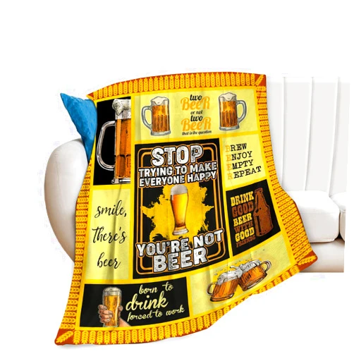 Jamie world Beer Blanket Plush Cozy Wheat Cheer Beer Throw Blankets Gifts for Dad Men Women Adult Flannel Fleece Ultra Soft Fuzzy Party Blanket for Bed Couch Sofa 50