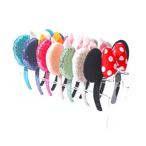 Ausalivan Acrylic Headband Holder Organizer,Headband Storage Display Stand,Disney Mickey and Minnie ear holder,Clear Hair Accessory Rack For Girls Room