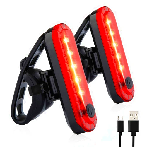 Yuwumin Bike Tail Light Rechargeable 2 Pack, Rear Red Bike Light for Night Riding, Back Bicycle Taillights with Great Battery Life, Easy to Install On Any Bike Trailer or Helmet