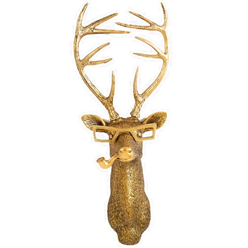 Maytopia Animal Heads Wall Art Decor, 3D Wall Mount Ornament, Aesthetic Gold Wall Sculpture Home Decor, Resin Animal Head Wall Hanging Decoration for Family Living Room Bedroom Bathroom Kitchen Gift (Deer)