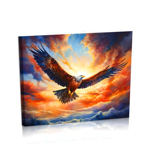 DEORAIO Eagle Canvas Wall Art Flying Eagle Pictures Bird Wildlife Poster Aesthetic Vintage Prints for Living Room Bedroom Home Decorations Framed Ready To Hang 12x16 inches