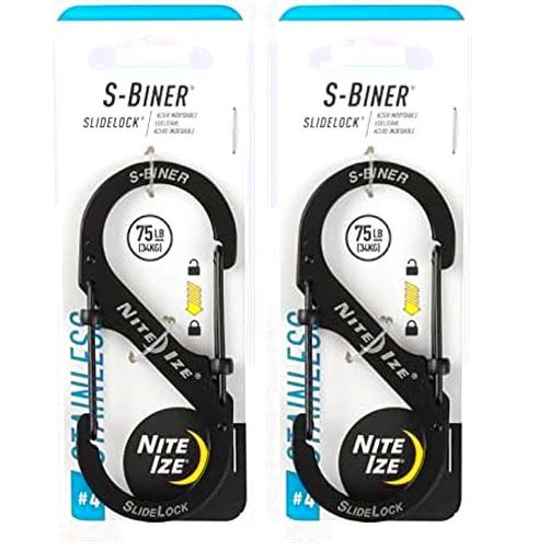 Nite Ize - LSB4-01-R3 LSB4-11-R3 S-Biner Slide Lock Carabiner, Black, #4