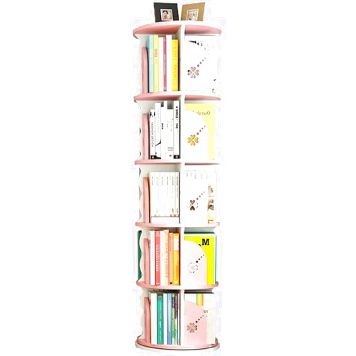 JOZZY Bookshelf,Creative 360°Rotating Bookcase Simple Disassembly Bookshelves,WPC Bookcase Corner Tall Book Shelf,Student Corner