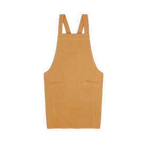 AOBBYBBS Cotton Canvas Pinafore Japan Style Apron No Tie Two Pockets Halter Cross Bandage Aprons