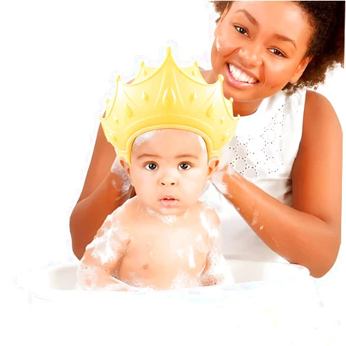 ENT4kid aby Bath Cap Baby Shower Cap Waterproof Shampoo Hat for Children Toddler Girls Boys Protect ears eyes. Adjustable Silicone Baby Bathing Crown