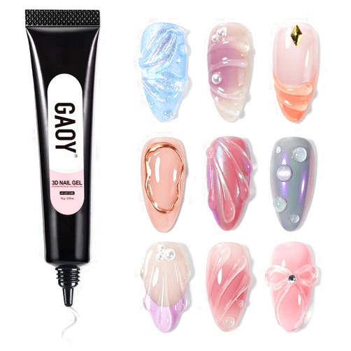 GAOY 3D Nail Gel, 15g Clear Sculpting Gel for Carving, Molding and Painting Nail Art Designs, Rhinestone Glue for Gems Decoration
