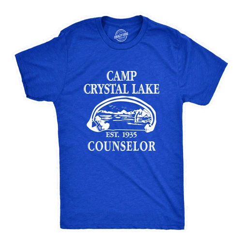 Crazy Dog T-Shirts Crazy Dog Mens T Shirt Camp Crystal Lake 1980 Vintage Camping Movie Tee