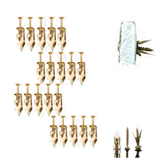 Lspsiki Self-Drilling Anchors Screws, Self Drilling Drywall Anchors with Screws, 2024 Upgraded Zinc Plated Steel Hollow Wall Anchors and Screws, No Drill Or Holes in Wall, for TV, Shelf Straps, Bike, Cabinets