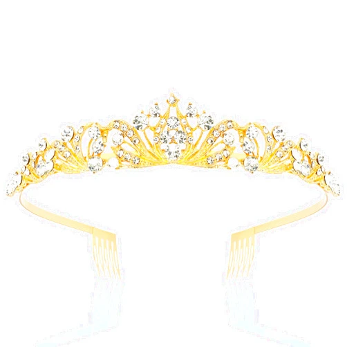 TOBATOBA Gold Tiara and Crown for Women Girls, Crystal Wedding Tiaras for Bride, Princess Bridal Tiara Quinceanera Crown for Birthday Prom Halloween Cosplay Hair Accessories