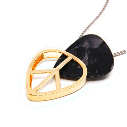 PICKRING Peace Shaped Guitar Pick Holder Necklace for Guitarists/Guitar Picks Keeper Storage Pendant Necklace Stainless Steel Music Lovers Musicians Gifts