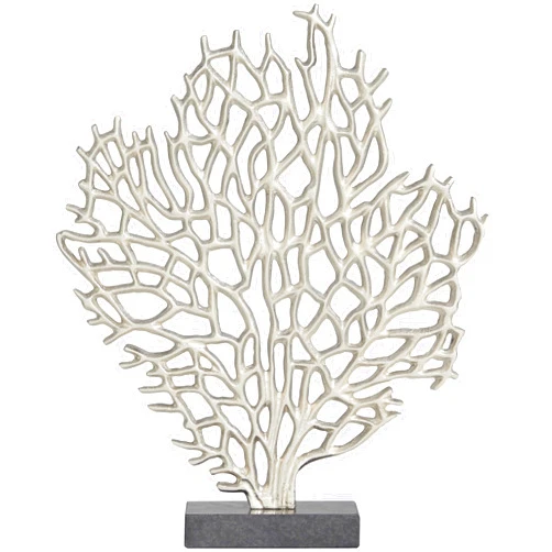 Deco 79 Aluminum Metal Coral Decorative Sculpture Home Decor Statue with Marble Base, Accent Figurine 14