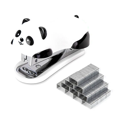 Deli Mini Cute Panda Desktop Stapler, Office Stapler, 12 Sheet Capacity, Includes Built-in Staple Remover & 1000PCS No.10 Staples