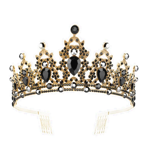 Fufuddz Black Crown Gothic Tiara for Women, Fufuddz Queen Witch Vampire Crowns Halloween Costume Birthday Princess Tiaras with Combs Bridal Wedding Prom Birthday Headpiece Hair Accessories