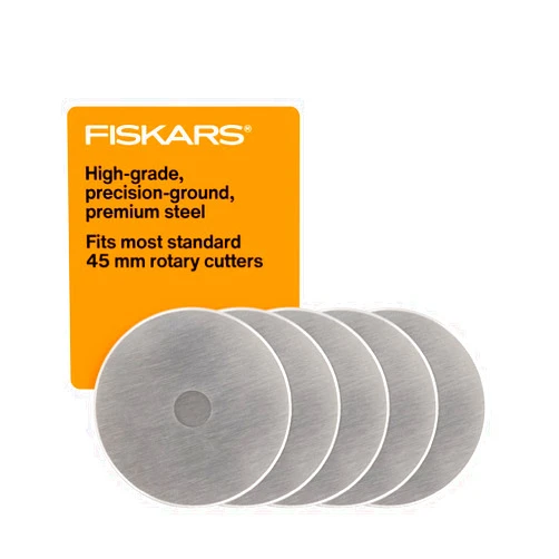 Fiskars 45mm Rotary Blades (5 Pack) - Rotary Cutter Blade Replacement - Crafts, Sewing, and Quilting Projects - Grey