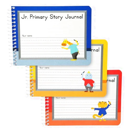 Oxford Jr. Primary Composition Spiral Notebooks, School Supplies, Notebooks for School, 4-7/8 x 7-1/2 Inches, Kids Journal, Pre-K, Grades K-2, 100 Sheets/200 Pages, Red, Yellow, Blue (63885)