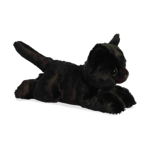 Aurora® Adorable Mini Flopsie™ Twilight Cat™ Stuffed Animal - Playful Ease - Timeless Companions - Black 8 Inches