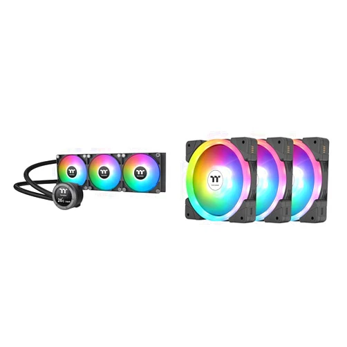 Thermaltake TH360 V2 Ultra ARGB Sync/AlO Liquid Cooler/ARGB Fan 120 * 3/PWM 500~1500rpm & SWAFAN EX 12 ARGB PC Cooling Fan, 3-Fan pcak, 500~2000 RPM, Magnetic Connection