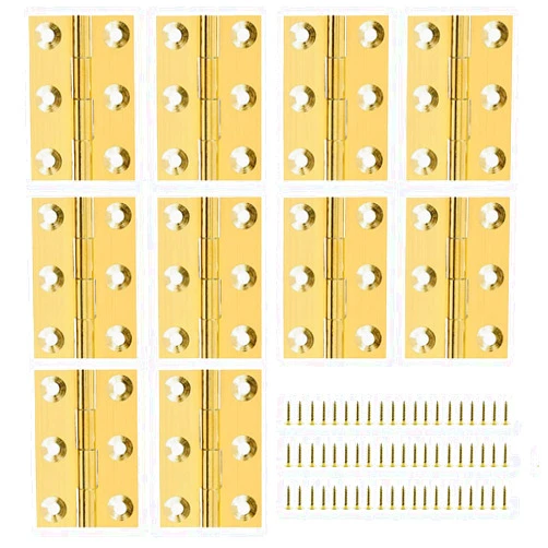 DBTHTSK 10 Pieces Mini Solid Brass Hinges,Cabinet Drawer Butt Hinges with Screws for Jewelry Chest, Wood Box,Handmade Crafts (1.5 Inch)