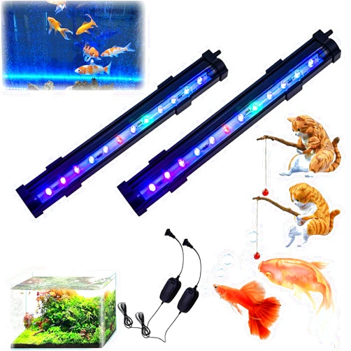 CIVIGY Forubom Led Aquarium Colorful Air Bubble Light, Submersible Aquarium Light-Air Bubble, RGB Color Changing Brightness Adjustable Underwater Fish Tank Lamp, for Home Fish Tank Accessories (2PCS 10in)