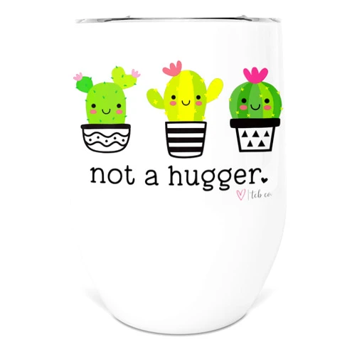 | TCB CO. Not A Hugger Funny Cactus 12 oz Stainless Steel Insulated Wine Tumbler With Lid